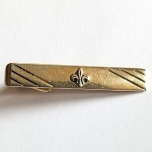 Vintage fleur de lis tie clip by Swank Gold tone metal bar